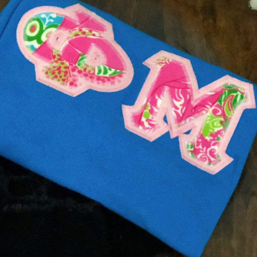 Phi Mu Letters Floral and Blue